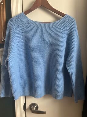 Blue Women's Rib-Knit Crewneck Sweater